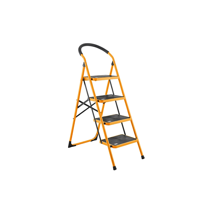 4 Steps Folding Ladder Metal Yellow 845 X 495 X 1170 Mm